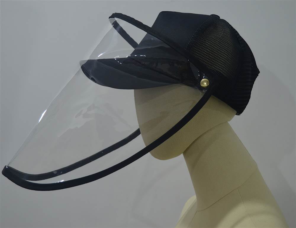 BLACK UNISEX BASEBALL CAP FACE SHIELD