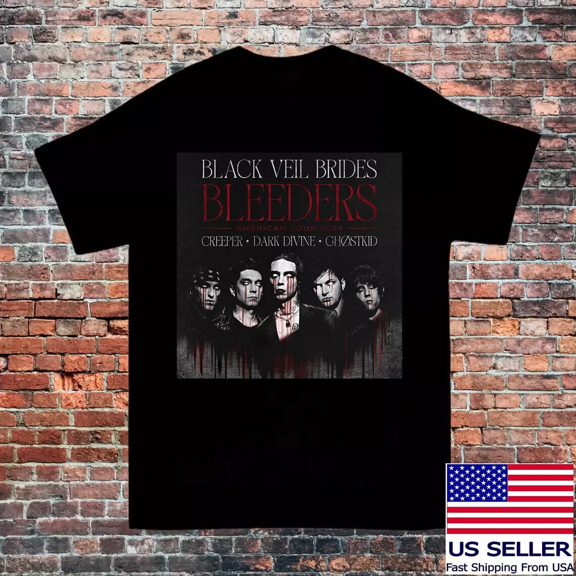 BLACK VEIL BRIDES Bleeders USA Tour 2024 T Shirt
