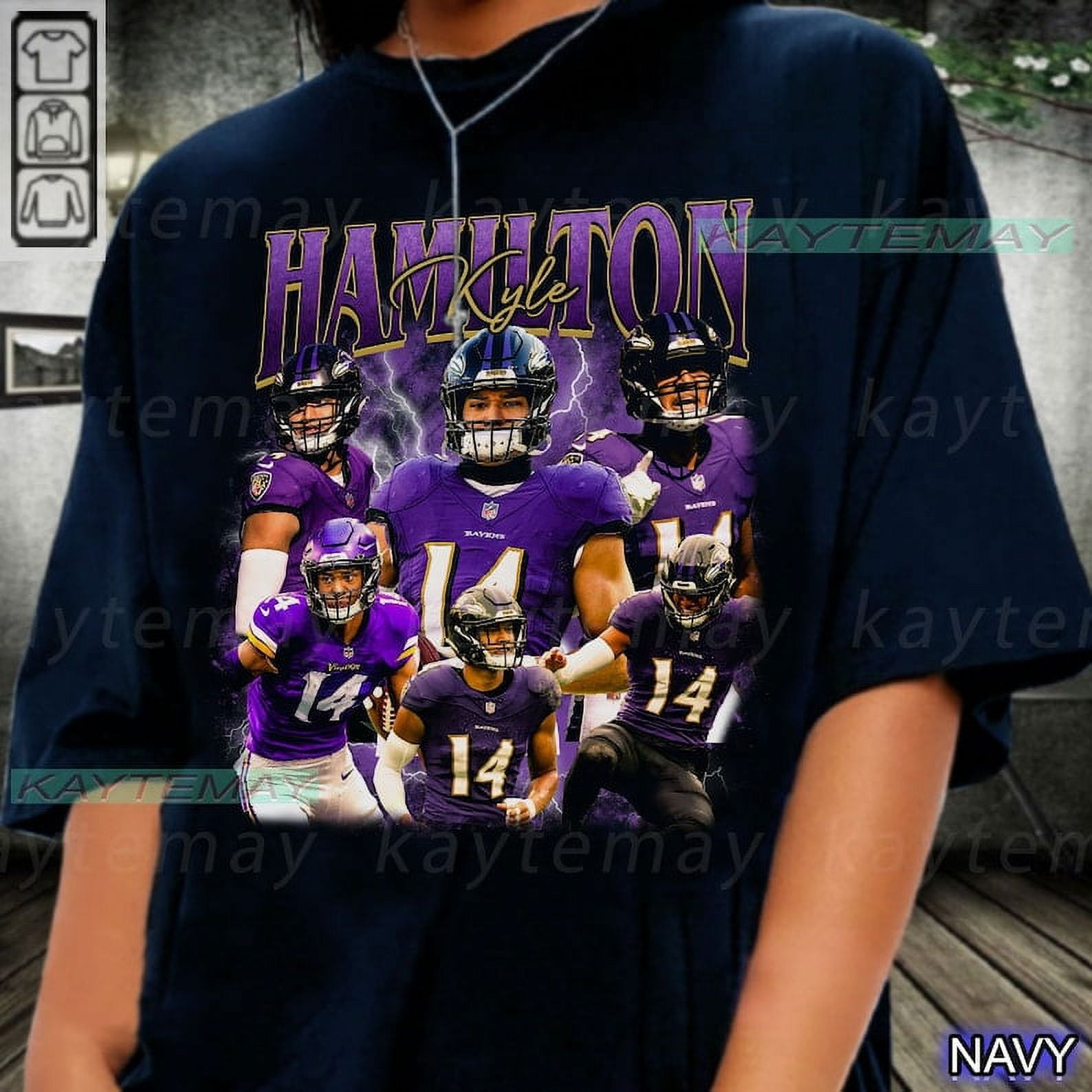 [BLACK] Vintage Kyle Hamilton shirt, Baltimore Football Shirt, Vintage