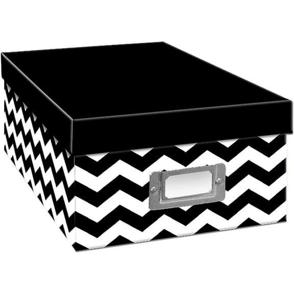 BLACK WHITE CHEVRON Archival STORAGE Photo Box by Pioneer - 4x6