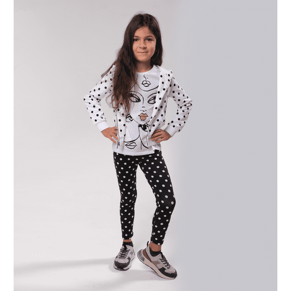 BLACK WHITE POLKA DOT COTTON LEGGINGS
