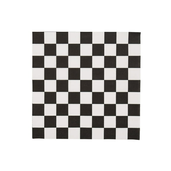Bonjour Fte Black and White Checker Large Paper Napkins, Disposable Party Supplies, 20 Count, Lunch Size, Picnic, Birthday