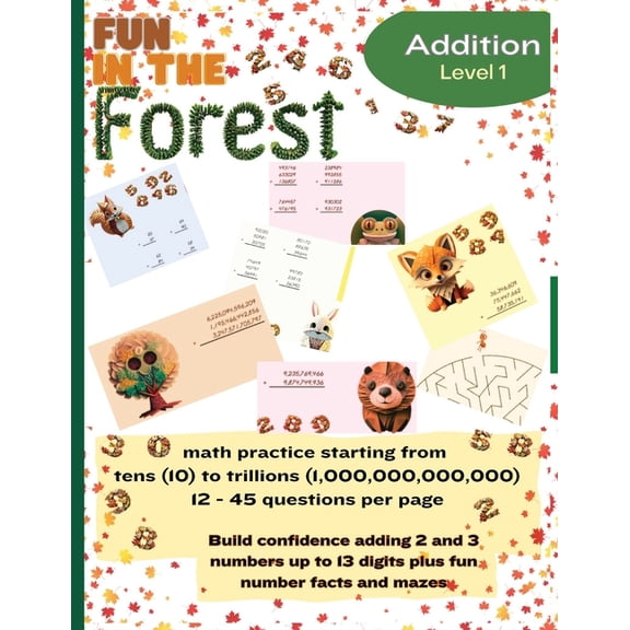 BLACK & WHITE Version Addition Math Practice: over 1,300 math problems with two and three numbers up to 13 digits pluis mazes and fun facts (Paperback)