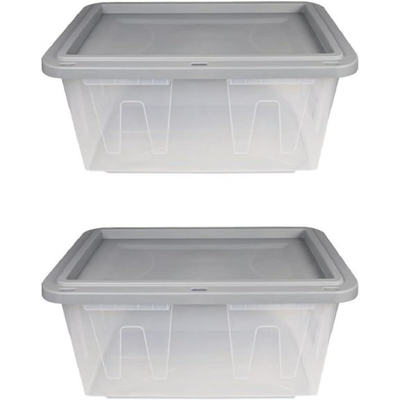 BLACK & YELLOW, 27-Gallon Heavy Duty Clear Storage Container & Snap-Tight Lid, (14.3H x 20.6W x 30.6D), Weather-Resistant, Stackable, See-Through Organization Tote [2 Pack]