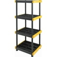 thumbnail image 1 of BLACK & YELLOW® 4-Tier Heavy Duty Plastic Storage Shelving Unit, 100lbs/shelf (55”H x 24”W x 20”D), for Indoor/Outdoor Organization, Modular Rack, Extremely Durable®, Made in The USA, 1 of 8