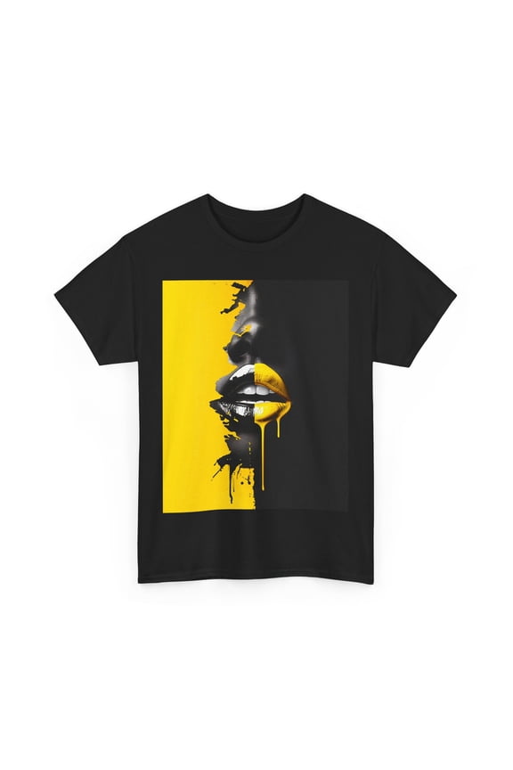 BLACK YELLOW LIPS STREET WEAR DRIP ART TSHIRT GIFT MEN WOMEN FASHION SHIRT TEE