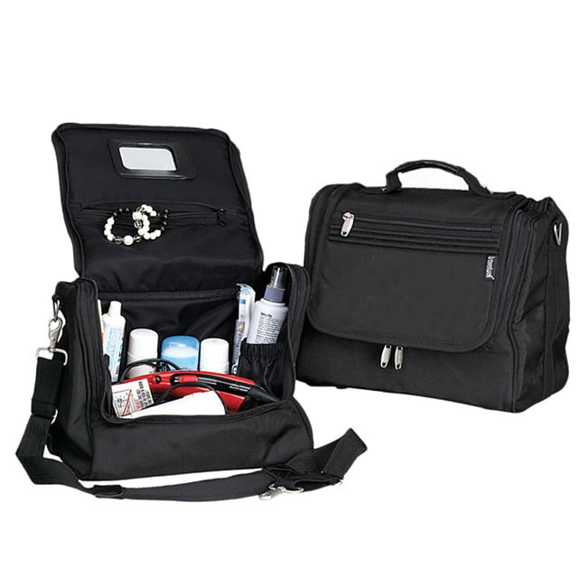 BLACK ZIP AROUND COSMETIC TOTE