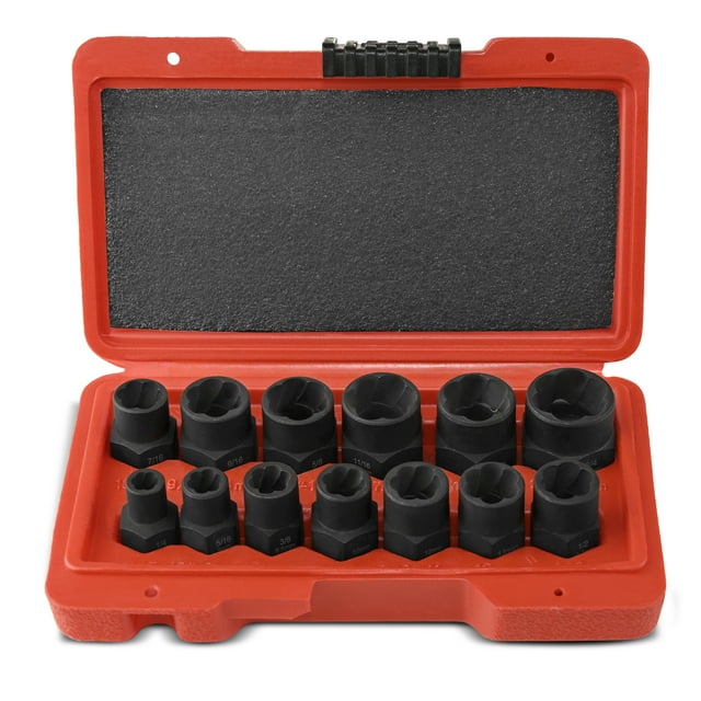 BLACKBUNNING 13PCS Impact Nut and Bolt Extraction Tool Set, 3/8" Drive Impact Stripped Bolt