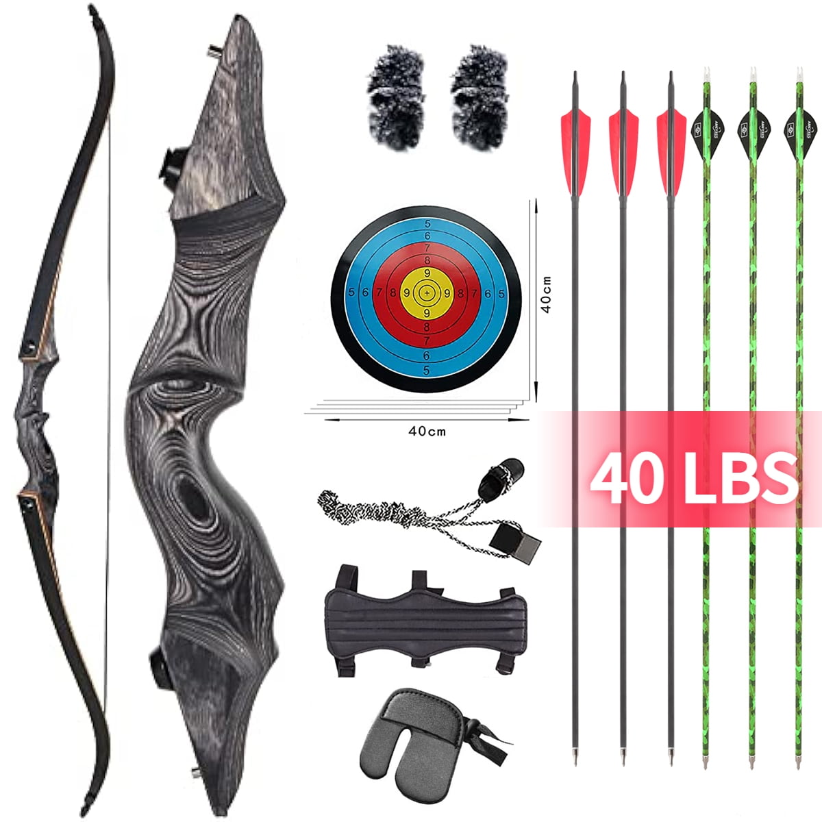 BLACKHUNRT Recurve Bow Set 2060LBS for Adult Outdoor Hunting Beginner