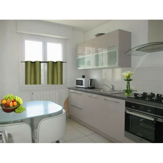 BLACKOUT CURTAINS SHORT (30" W X 36" L, LIME , 1 PIECE) HALF WINDOW CURTAINS TIERS SOLID MICROFIBER VALANCES PANELS THERMAL INSULATED FOR BASEMENT WINDOW D24