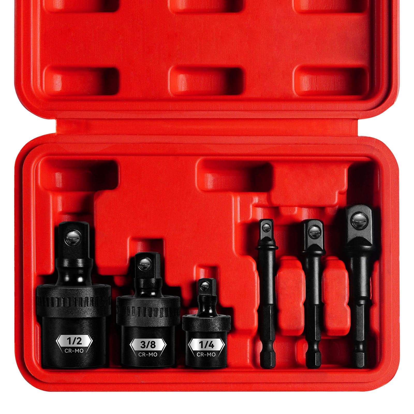 BLACKROBOT 3/8" Drive Magnetic Impact Socket Set - 13-Piece Metric 7mm-19mm, Cr-Mo Steel, Shallow, With Storage Rail