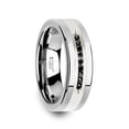 thumbnail image 1 of BLACKSTONE Flat Tungsten Wedding Band with Brushed Silver Inlay Center and 9 Channel Set Black Diamonds - 8mm, 1 of 1