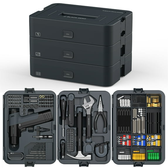 BLACKZERO Cordless Drill Kit,5 Working Modes,Essential Mechanics Tools Kit