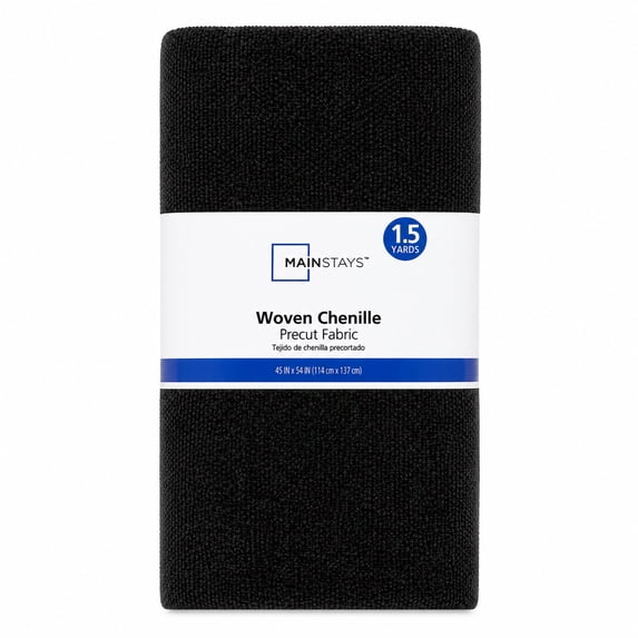 Mainstays 1.5 Yard 100% Polyester Woven Chenille Fabric, Black, 54 in Wide