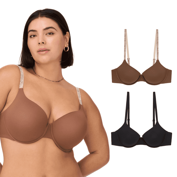 BLAKE & CO. Women's Micro Underwire Push Up Bra with Adjustable Straps, 2-Pack, Sizes 34B-40DD