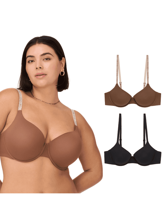 . Women's Micro Underwire Push Up Bra with Adjustable Straps, 2-Pack, Sizes 34B-40DD