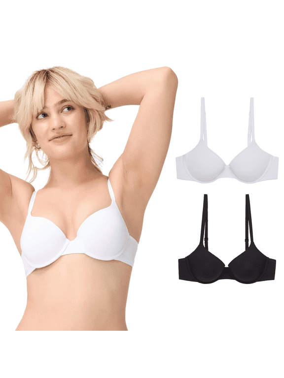 . Women's Micro Underwire Push Up Bra with Adjustable Straps, 2-Pack, Sizes 34B-40DD