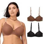 BLAKE & CO. Womens Micro and Lace Underwire T-Shirt Bra with Adjustable Straps, 2-Pack, Sizes 34B-40DD