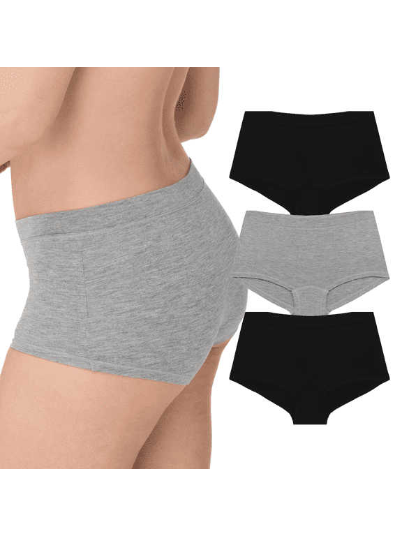 . Women's Cotton Rayon Boyshort Underwear, 3-Pack, Sizes S-2X
