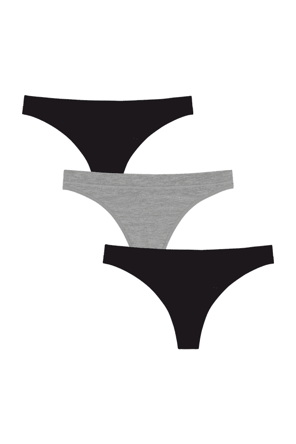 . Women's Cotton Rayon Thong Underwear, 3-Pack, Sizes S-2X