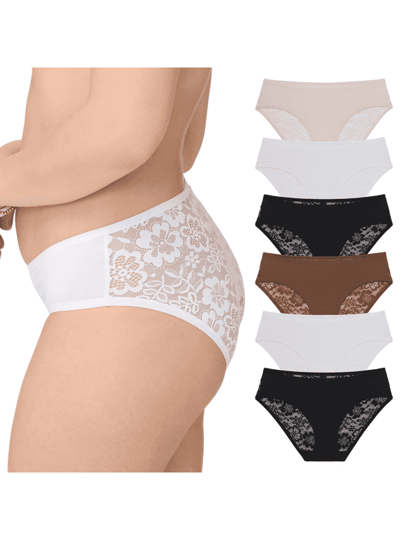 . Women's Micro and Lace Hipster Underwear, 6-Pack, Sizes S-2X