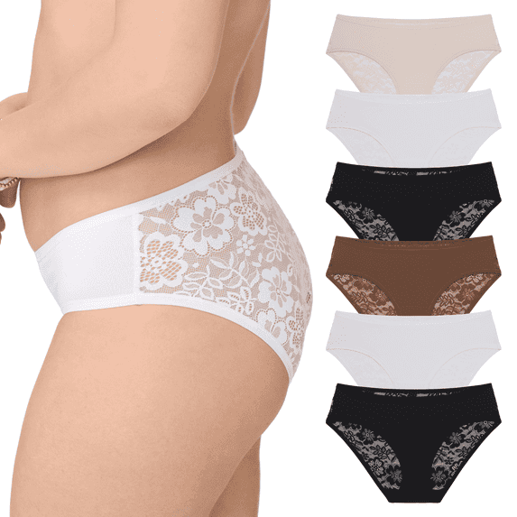 BLAKE & CO. Women's Micro and Lace Hipster Underwear, 6-Pack, Sizes S-2X