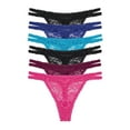 thumbnail image 1 of BLAKE & CO. Women's All Over Lace and Mesh Thong Underwear, 6-Pack, Sizes S-2X, 1 of 2