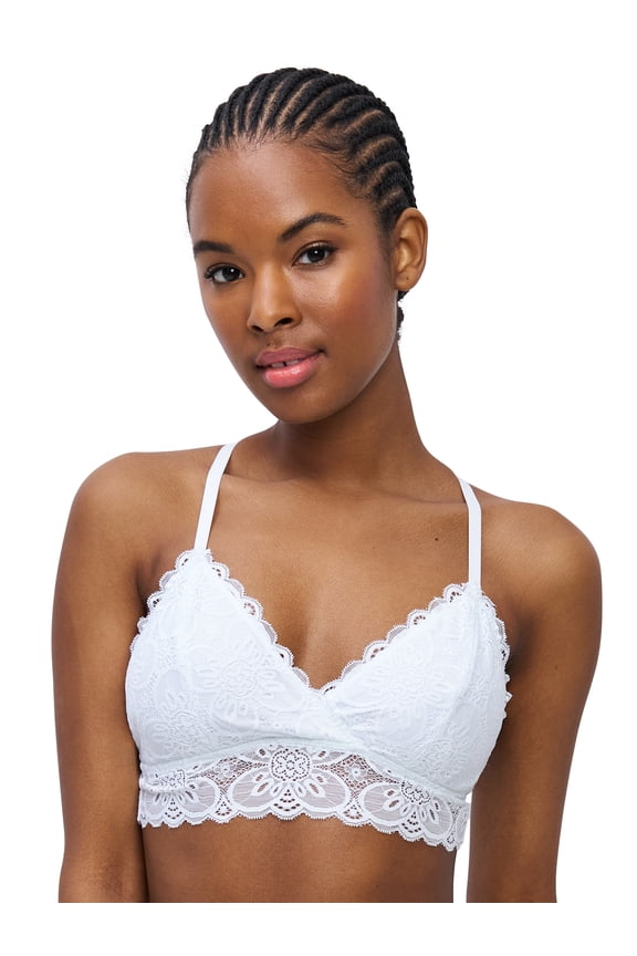 . Juniors' Lace Racerback Pullover Bralette, Sizes S-3X
