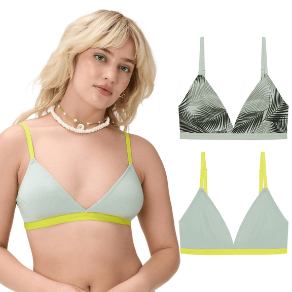 BLAKE & CO. Women’s Wire Free Micro Triangle Back Close Bralette, 2-Pack, Sizes S-2X