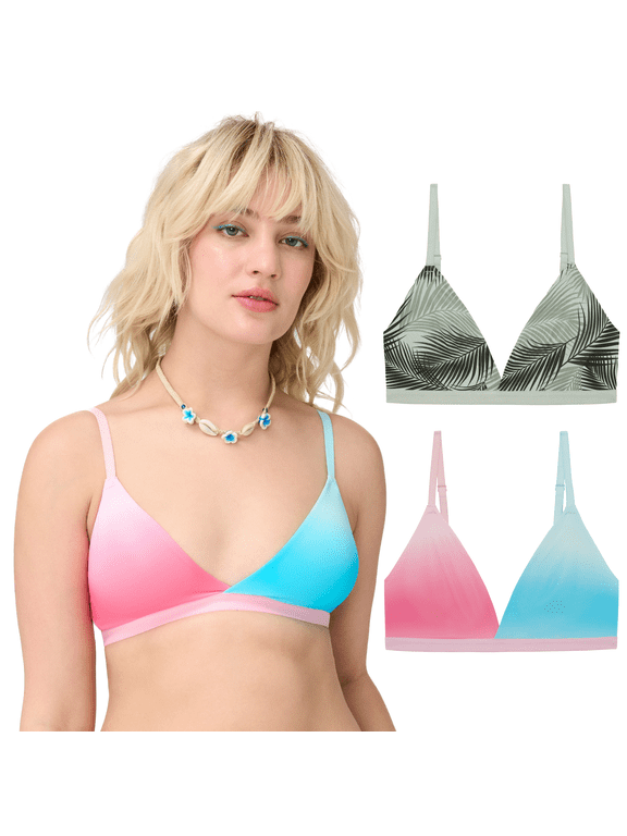 . Women’s Wire Free Micro Triangle Back Close Bralette, 2-Pack, Sizes S-2X