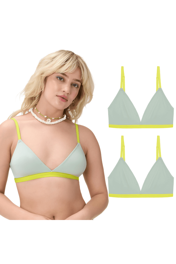 . Women’s Wire Free Micro Triangle Back Close Bralette, 2-Pack, Sizes S-2X