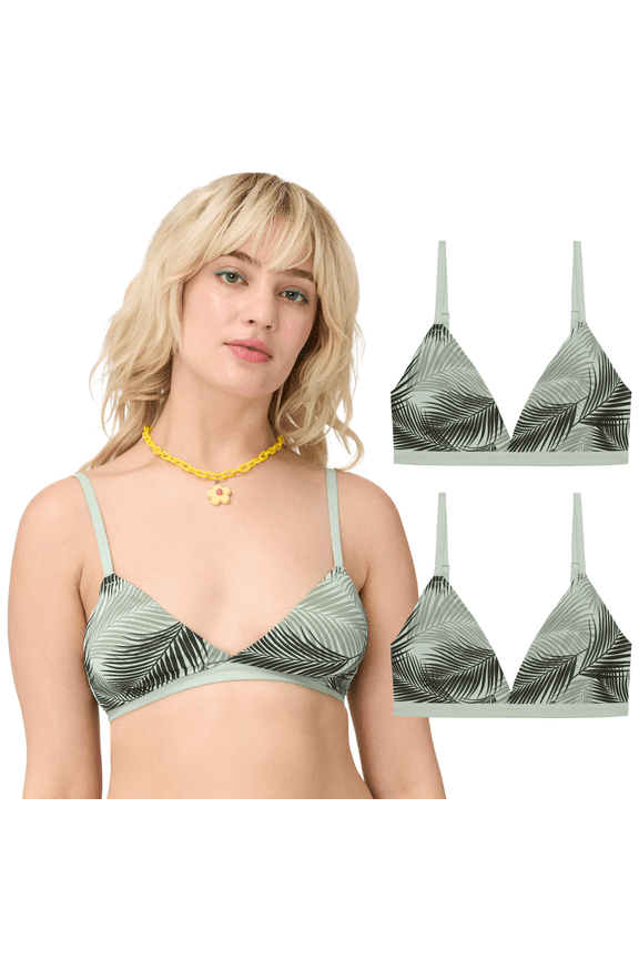. Women’s Wire Free Micro Triangle Back Close Bralette, 2-Pack, Sizes S-2X