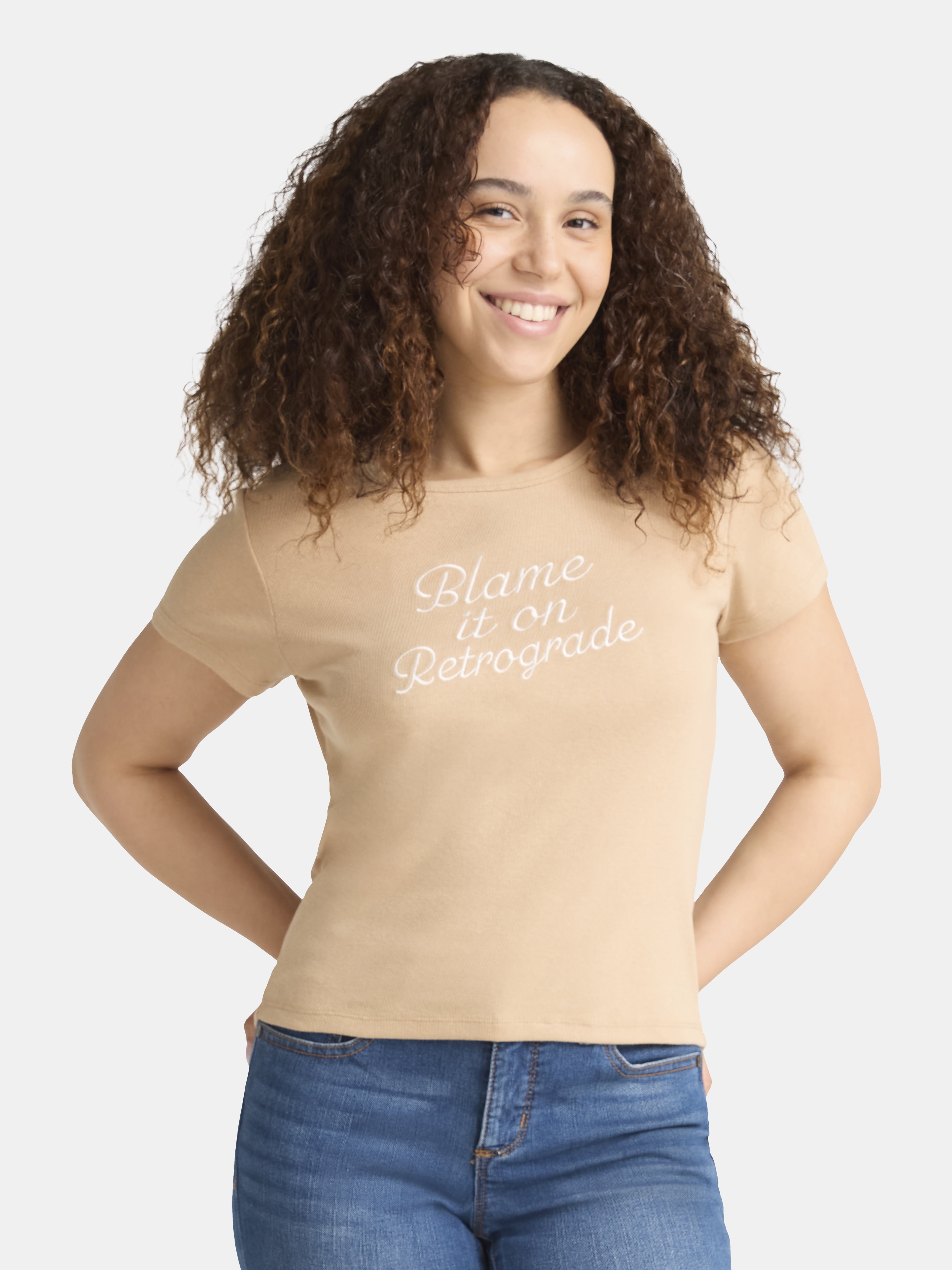 Cactus and Pearl Women's Blame It On Retrograde Graphic Tee, Sizes XXS-2XL