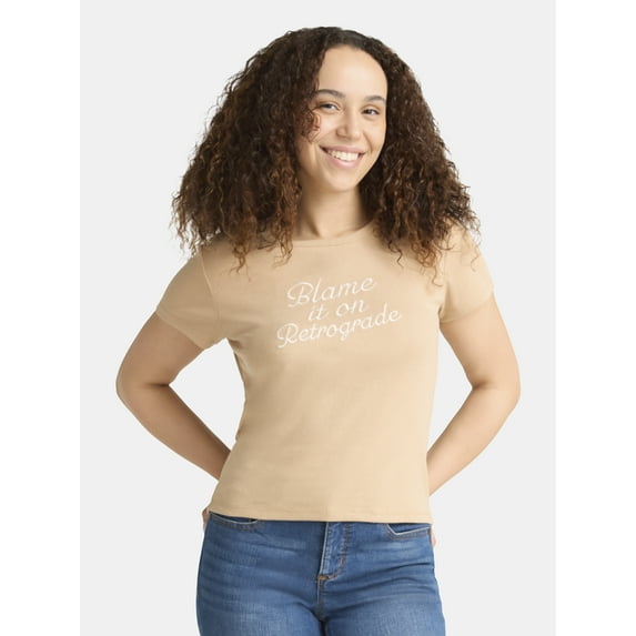 Cactus and Pearl Women's Blame It On Retrograde Graphic Tee, Sizes XXS-2XL