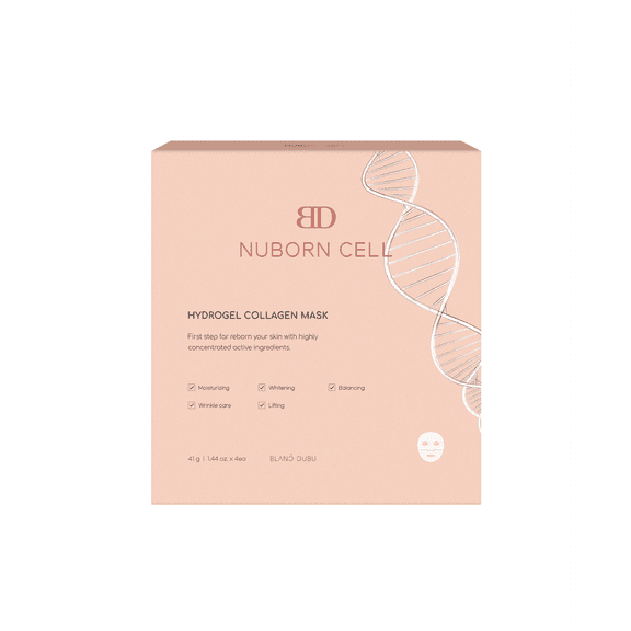 BLANC DUBU Nuborn Cell Hydrogel Collagen Mask (4 Count) | Moisturizing Sheet Masks with Peptides for Smooth, Supple Skin