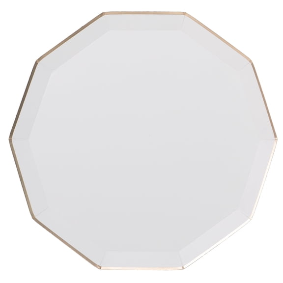 Bonjour Fte White Large Paper Dinner Plates, Disposable Party Supplies, 8 Count, 10.75 Inch, Happy Birthday, Bridal Shower