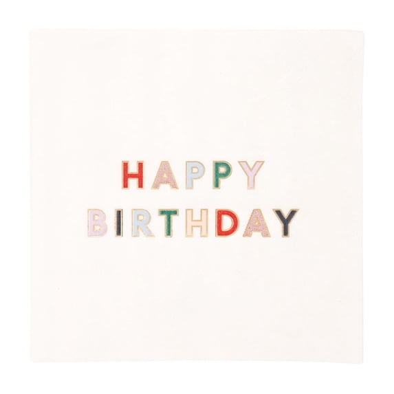 Bonjour Fête Rainbow HBD Cocktail Paper Napkins, Disposable Party Supplies, 20 Count, Small, Beverage Size, Happy Birthday