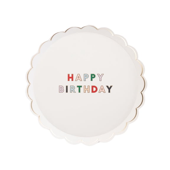 Bonjour Fte Rainbow HBD Paper Plates, Disposable Party Supplies, 8 Count, 8.5 Inch, Happy Birthday