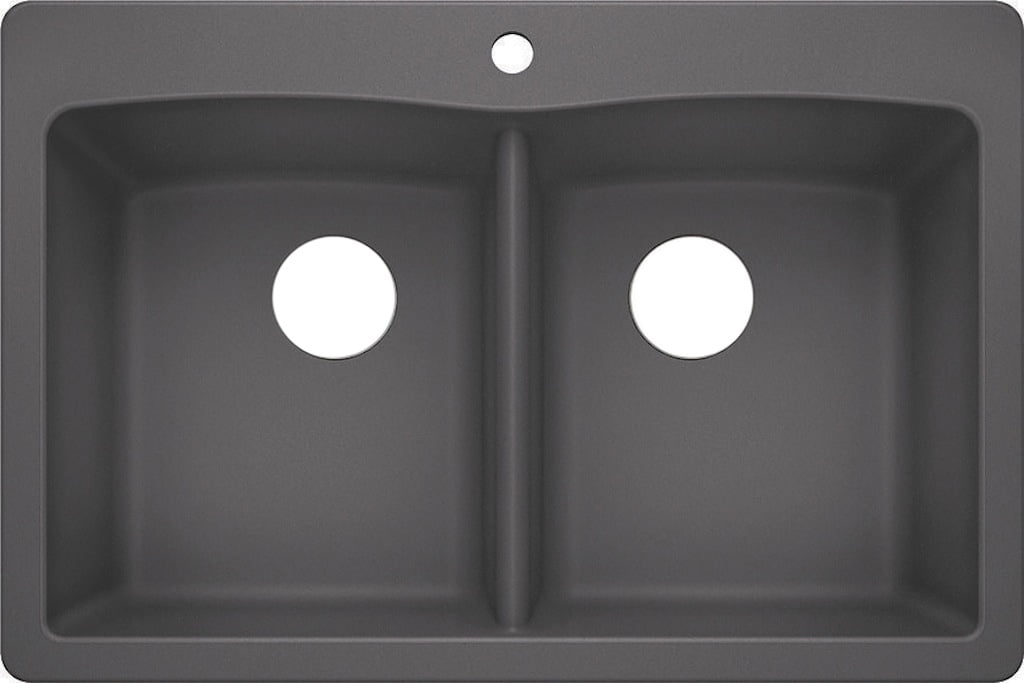 Cinder Gray Granite Double Bowl Drop-In Kitchen Sink