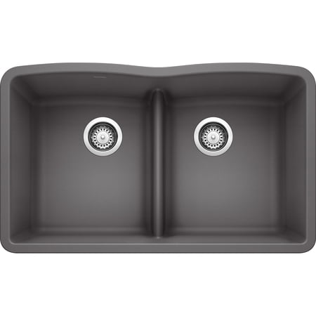 BLANCO DIAMOND Equal Double Low Divide Undermount - Cinder
