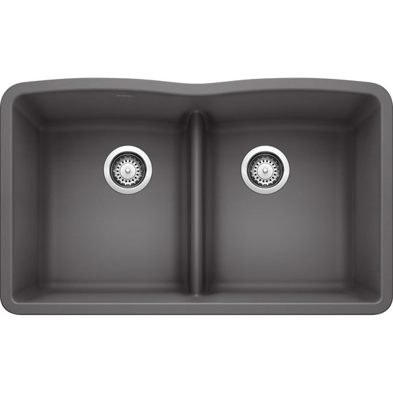BLANCO DIAMOND Equal Double Low Divide Undermount - Cinder