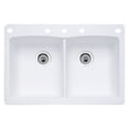 thumbnail image 1 of BLANCO Diamond Si ranit 50/50 Double Bowl Undermount or Drop-in Kitchen Sink, 33" L X 22" W X 9.5" D, White White 33" L X 22" W X 9.5" D, 1 of 2
