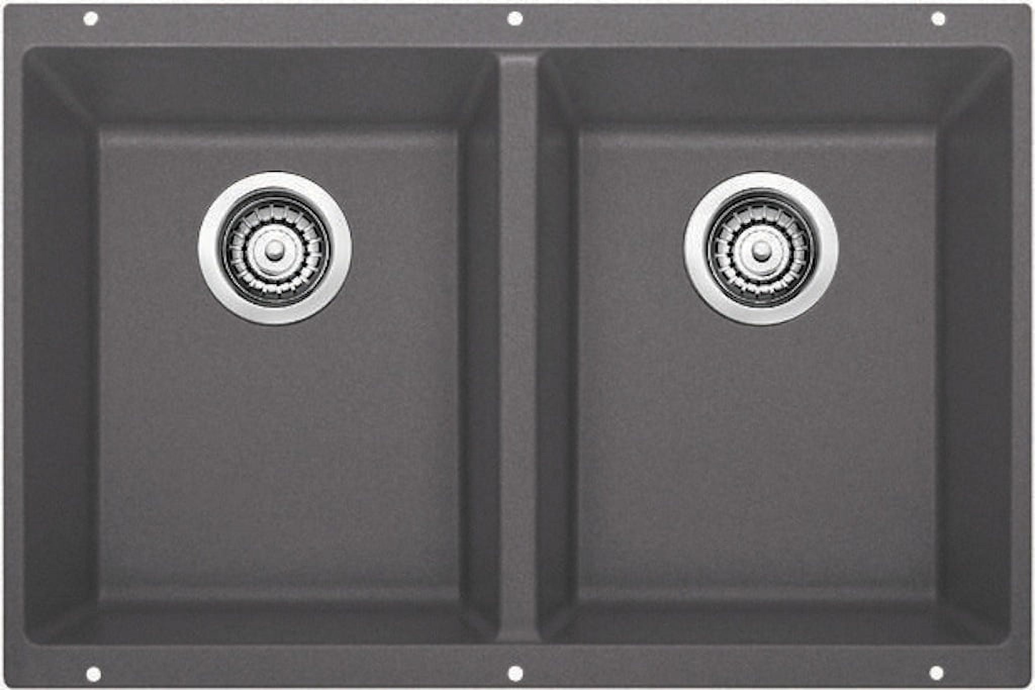 Cinder Gray Granite Double Bowl Undermount Kitchen Sink