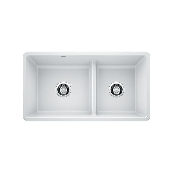 BLANCO PRECIS White SILGRANIT 1.75 Low Divide Undermount Sink