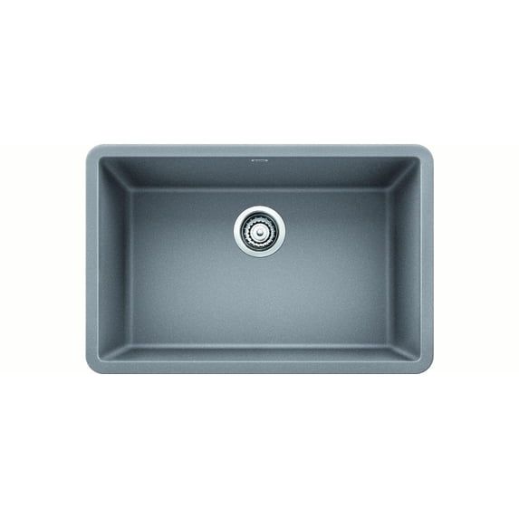 BLANCO Precis Metallic Gray Silgranit 27 in Rectangle Single Bowl Sink