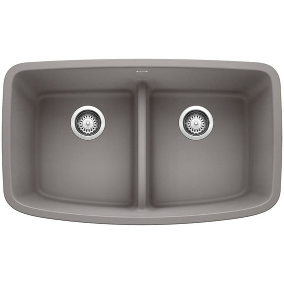 BLANCO VALEA Metallic Gray Stainless Steel Equal Double Low-Divide Undermount Sink