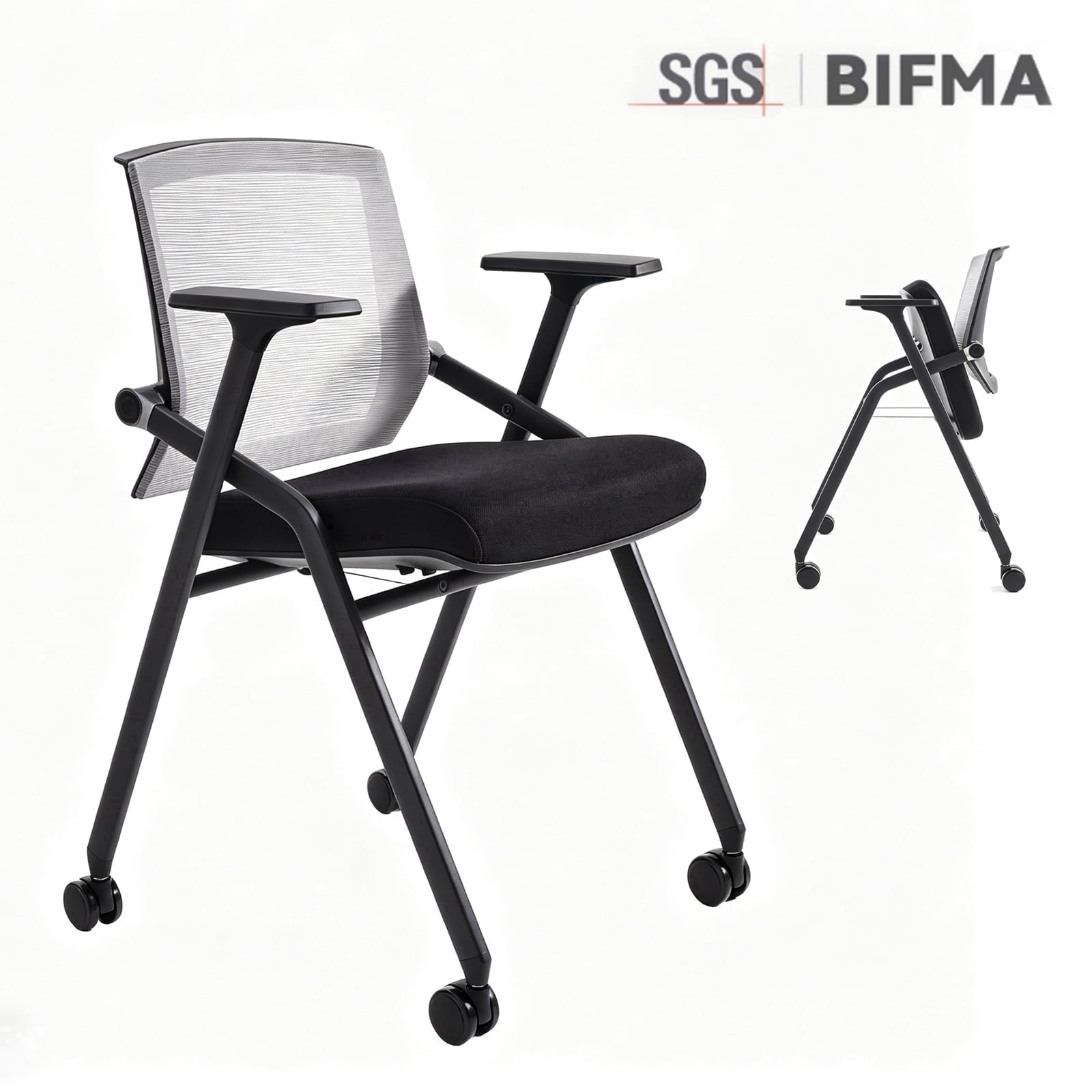 BLANEDUO 2 Pack Folding Office Desk Chair BIFMA Certified Stackable Conference Room Chairs With Wheels Lumbar Support Gray: Before You Add to Cart