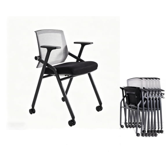 BLANEDUO Folding Office Desk Chair BIFMA Certified Stackable Conference Room Chairs with Wheels Lumbar Support Gray 12 Pack