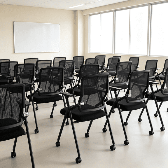 BLANEDUO 20 Pack Folding Desk Chair with Cushion Wheels Lumbar Support Office Conference Room Stackable Chairs