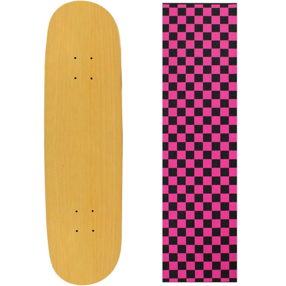 BLANK SKATEBOARD DECK - NATURAL - 8.5" Checker Pink Grip